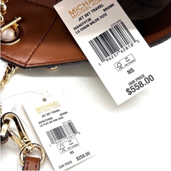 Michael Kors Large Jet Set Travel Chain Shoulder Bag & Flat Phone Case Wallet - Picture 14 of 15